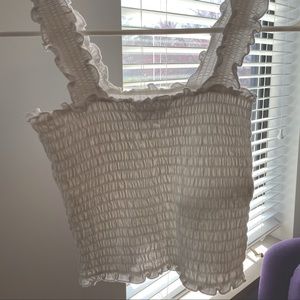 Hollister White Cinched CropedbTank